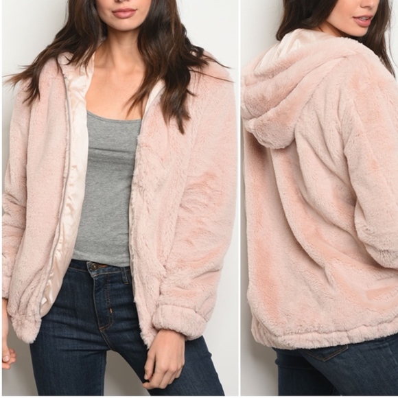 Trend Setter Diva Collection Jackets & Blazers - LAST 1! SNOW BUNNY HOODED BLUSH JACKET